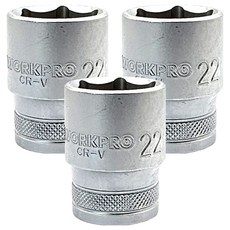 WORKPRO 套筒頭短版 1/2" x 22mm WP274103, 3個