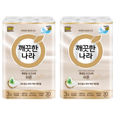 KleanNara 可綠納樂 觸&感 經典雪紡天然紙漿3層高級捲筒衛生紙, 27m, 2個, 30入