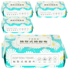 乾濕兩用抽取式擦腳巾, 4包, 70張, 白色