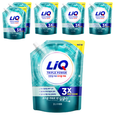 리큐 진한겔 딥클린 드럼용 액상세제 프레쉬 런드리향 리필, 2L, 6개