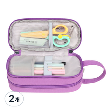 多用途大容量便攜式收納筆袋, 紫色, 2個