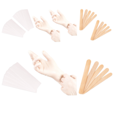 AWC 왁싱 라텍스장갑 M 10매 + 나무스파츌라 5p + 제모용 부직포 5p 3종, 3개