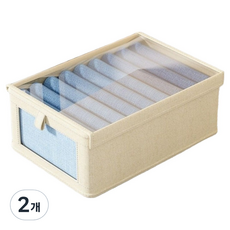 Sefri 透明視窗衣櫃整理收納箱, 2個, 米色