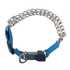 HS 매트 스텐 트윈칼라 반려견 체인목줄, 블루, 1개