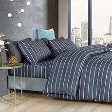 舒柔棉 3M透氣技術 銀離子抗菌 台灣製 單人 床包+枕頭套 藍山