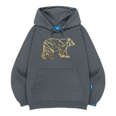 L.LAMO 小熊燙金印花刷絨連帽長袖衛衣