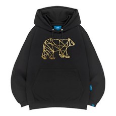 L.LAMO 小熊燙金印花刷絨連帽長袖衛衣