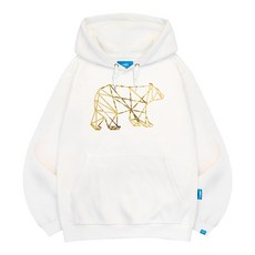 L.LAMO 小熊燙金印花刷絨連帽長袖衛衣