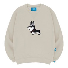 L.LAMO 中性款黑色柯基犬圖案刷毛長袖上衣