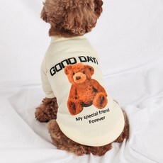 DING DONG PET 狗狗Good Day泰迪T恤, 象牙白