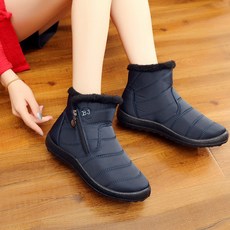 BJ 半筒靴 防水短毛絨防滑橡膠鞋底, 藍色, 42