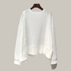 페이퍼먼츠 여성용 라운드넥 사이드 버튼 긴팔 티셔츠 02888