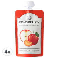 FRAIS BELLON 韓國產水果泥 4包, 混合口味（蘋果/李子）, 100g, 4個