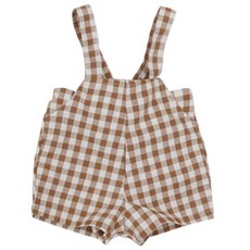 BEBENINE 新生兒方格吊帶褲