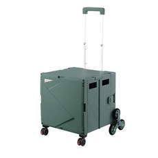 AOTTO 創意傢俱 加厚折疊可爬梯八輪購物車 升級款 PP材質 輕松收納, 軍綠色, 1個