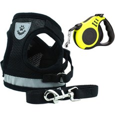 狗狗 Mung Day 胸背帶 + 牽繩 + 自動牽繩, 黑色(胸背帶), 隨機出貨(自動牽繩)