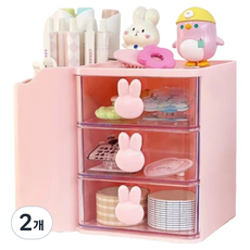 KODACHIEF 桌面整理盒 27型 13.7 x 11.3 x 9.8 cm, 2個, 粉紅色