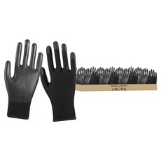 BANGJIASHI PU塗掌工作手套 XL, 黑色, 12個