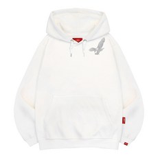 L.LAMO 中性款銀色老鷹刺繡連帽長袖上衣