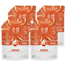 Soonsaem 檸檬酸葡萄柚香廚房洗潔精, 葡萄柚/柳橙, 1.2L, 4個
