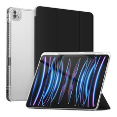 아이몰 스마트커버 펜슬 수납 클리어 태블릿 케이스, 블랙