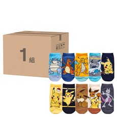 ONEDER 旺達棉品 寶可夢系列直版襪10雙, 正版授權 兒童/幼童適用 皮卡丘設計, 15~22cm, 混色