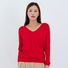 Elsso 女款柔軟人造絲V領長袖針織衫