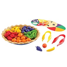 Learning Resources 派型分類學習玩具 68件 超級分類派 水果計數器 巨型鑷子, 多色, 1組