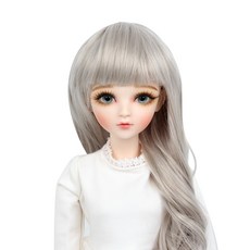 球形關節娃娃波浪捲假髮 60cm, 灰色的