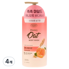 Shower mate 蜂蜜燕麥溫和沐浴乳 蜂蜜杏桃香, 4個, 1L