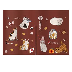 日式短門簾 開運七福貓, 咖啡色