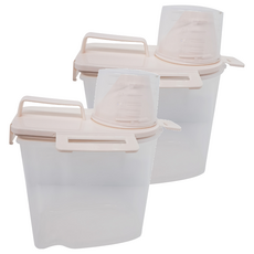 塑膠儲糧桶 (2入) 適用於貓咪 狗狗, 米色偏粉, 1組, 1.7L