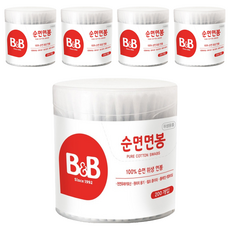 B&B圓形嬰兒棉籤, 200入, 5罐