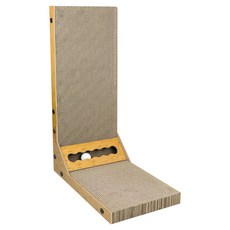 貓本屋 立式L型貓抓板 附鈴鐺球, 加厚高密度抓板 耐抓耐磨 滿足磨爪渴望, 59.5 x 40 x 25.4 cm, 1組