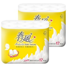 春風 捲筒式衛生紙 270張, 12捲, 2袋