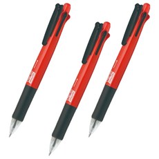 ZEBRA 斑馬牌 Clip-on Multi 螢光4色原子筆 0.7mm + 0.5mm 自動鉛筆組, 3套, 紅色