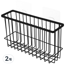 浴室 廚房 多用途 壁掛式 洗髮精架 置物架, 黑色, 2個