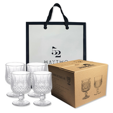 MAYTWO 玻璃葡萄酒杯 180mm A款 4入+禮品包裝盒+提袋, 1組