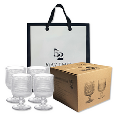 MAYTWO Home Cafe 玻璃啤酒杯 B 型 180ml 4p + 禮盒 + 購物袋套裝, 1套