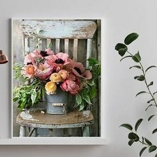 鑽石畫 40 x 30cm 椅子花盆 1個, 椅子花盆 粉色 + 灰色