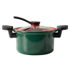 德利生活 微壓力鍋 直壁深型燉鍋 瓦斯爐/電磁爐通用, 3.5L, 綠色, 1個