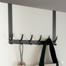 Aidoo 免鑽孔門掛架掛鉤房門衣架 12鉤, 深灰色, 4個