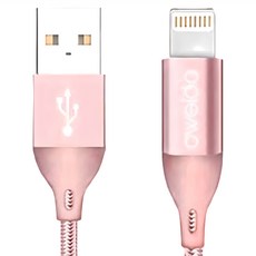 OWEIDA 歐威達 MFI認證 iPhone 高速編織線, 1.8m, 玫瑰金, 1條