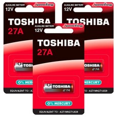 TOSHIBA 東芝 鹼錳柱型電池, 1入, 3個, 27A
