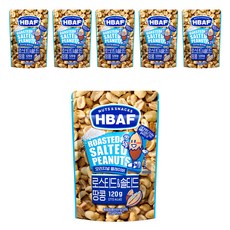 HBAF 넛츠 앤 스낵스 로스티드 앤 솔티드 땅콩, 120g, 6개
