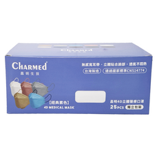 Charmed 昌明生技 成人4D醫療口罩, 天使白, 25片, 1盒