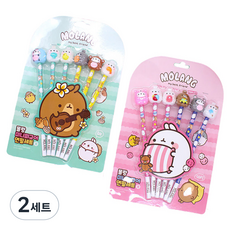 몰랑 6본 미니피규어 연필세트 ver7 B 2종 x 6p, 핑크 + 민트, 24개