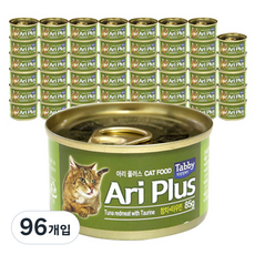 테비토퍼 고양이 아리플러스 간식캔, 참치 + 타우린 혼합맛, 85g, 96개
