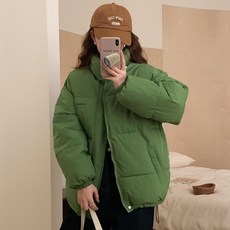 PEONIST 女款立領英文字休閒寬鬆感保暖鋪棉外套