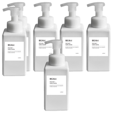 뉴앤룩 사각 거품용기 핸드워시 리필공병 450ml + Q라벨스티커 핸드워시 세트, 화이트(리필공병), 6세트